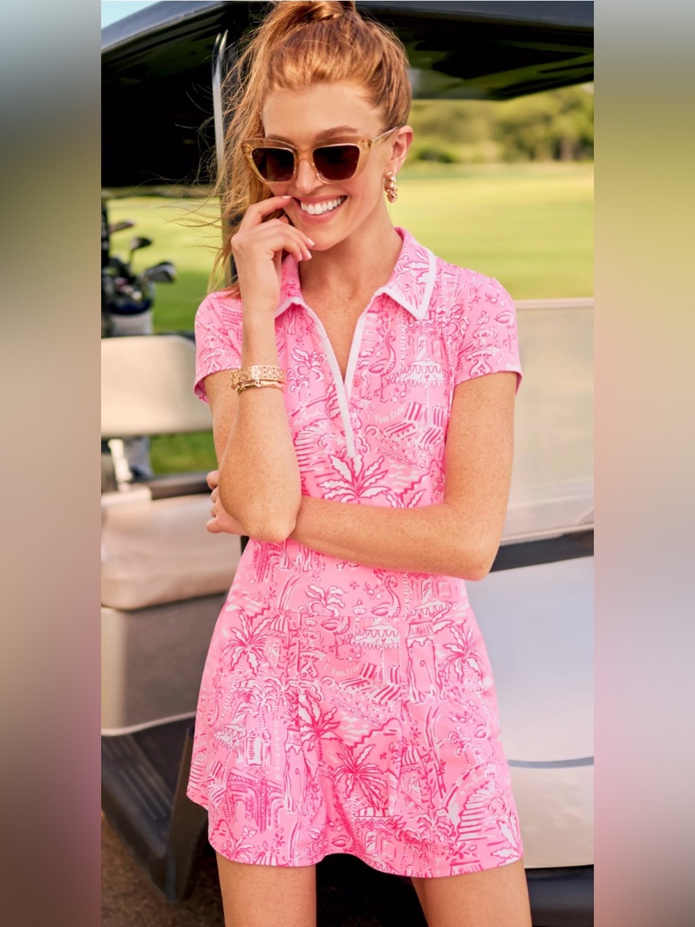 Lilly Pulitzer UPF 50+ Luxletic Jessamy Dress Collared Neck country golf tennis